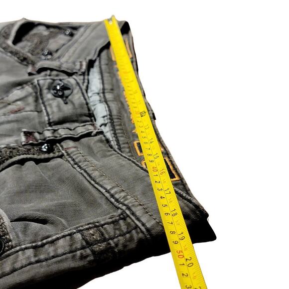 ROCK REVIVAL Gray Ben Straight Leather Detail Jeans Mens 36 Rebel Biker 90's - Picture 9 of 16